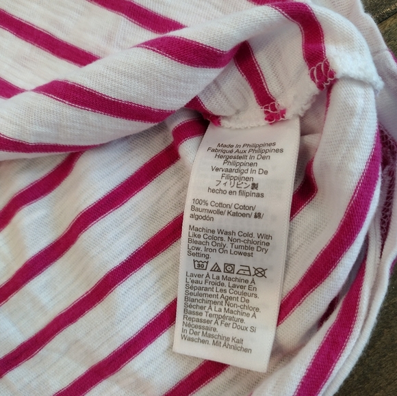 J.CREW Women's Girlfriend white pink striped short-sleeve T-shirt Tee XL - Picture 5 of 7